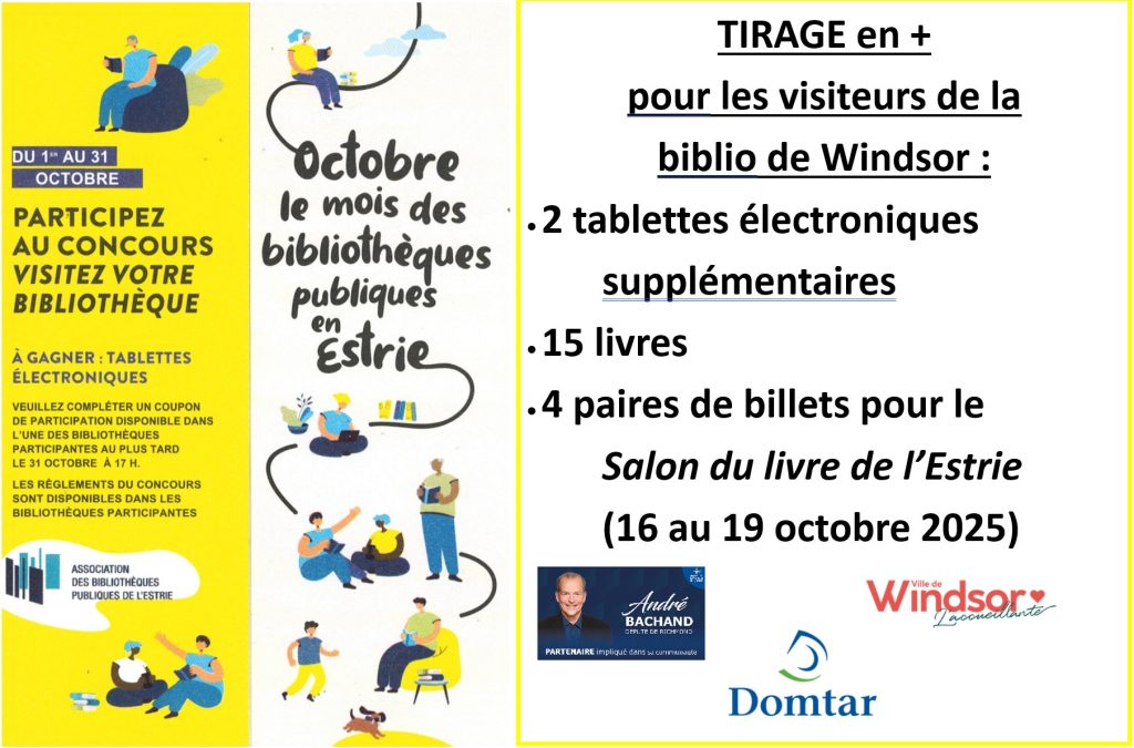 Octobre est le Mois des bibliothèques publiques, et la bibliothèque de Windsor vous invite à participer aux activités spéciales prévues pour l’occasion.